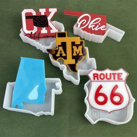 Alabama Texas Oklahoma 66 Route Silicone Freshie Mold For Baking Aroma Beads Car Freshie