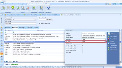 Nexus Erp Posibilitate Setare Tip Fi Ier Pdf Sau Excel Generat La