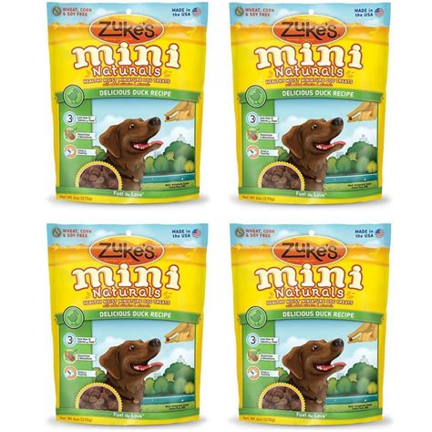 Zukes Mini Naturals Dog Treats 6 Oz Delicious Duck Recipe 4 Pack