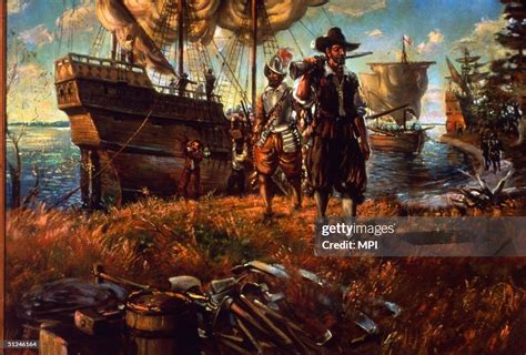 Circa 1607 Settlers Landing On The Site Of Jamestown Virginia The