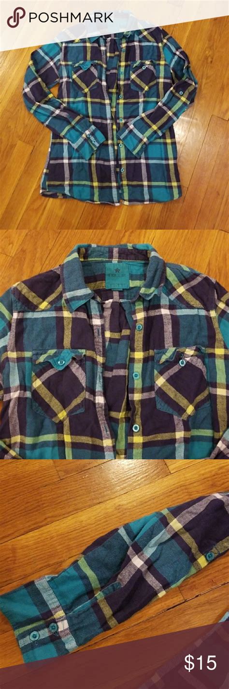 Nollie Plaid Button Up Blue Yellow And White Plaid Button Up Shirt Has