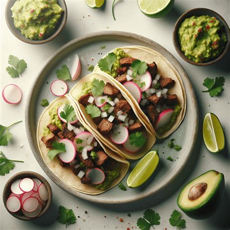 Tacos De Carne Asada Con Guacamole Casero Deliciario