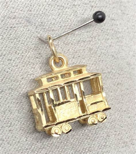 Vintage Trolley Streetcar Cable Car Solid 14k Gold Ch… - Gem