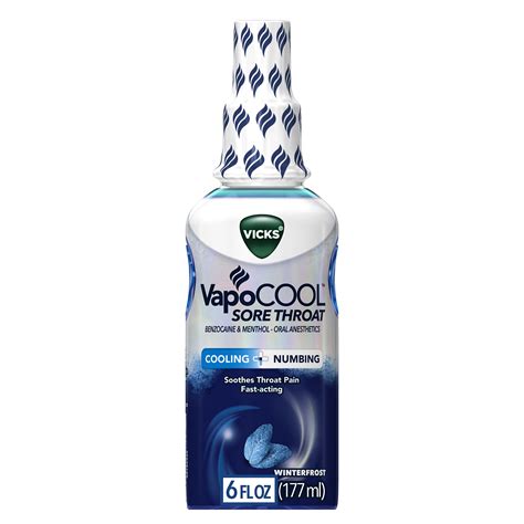 Amazon.com: Vicks VapoCOOL 喉嚨痛噴霧 強力喉嚨痛緩解 舒緩喉嚨疼痛 快速作用 含苯佐卡因和薄荷醇 口腔麻醉劑 冬霜