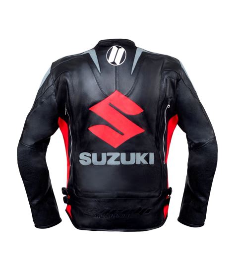 Suzuki Man Black Style Motorbike Leather Jacket Ce Approved Protection