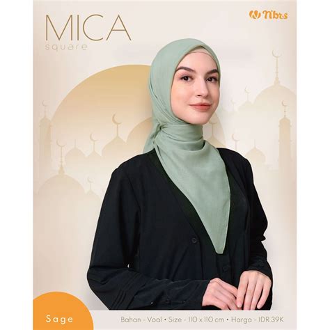 jual mica square hijab model segi empat ukuran standard  nibras