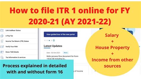 How To File Income Tax Return Itr 1 Online Fy 2020 21ay 2021 22 Itr 1 For Salaried Person