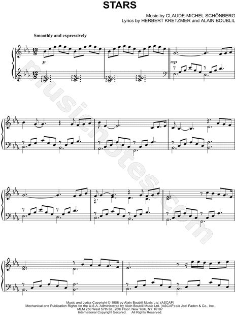 "Stars" from 'Les Misérables' Sheet Music (Piano Solo) in Eb Major ...