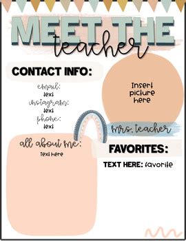 Editable Boho Rainbow Meet The Teacher Forms Open House By Caff And