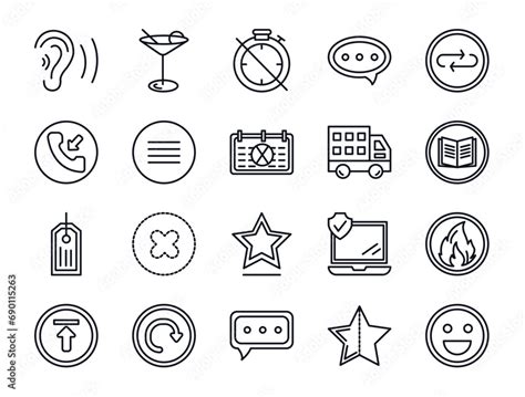 Outline Icons Set From Ultimate Glyphicons Concept Editable Vector