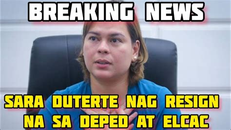 TAGUMPAY TAYO SARA DUTERTE NAG RESIGN NA SA DEP ED AT ELCAC YouTube