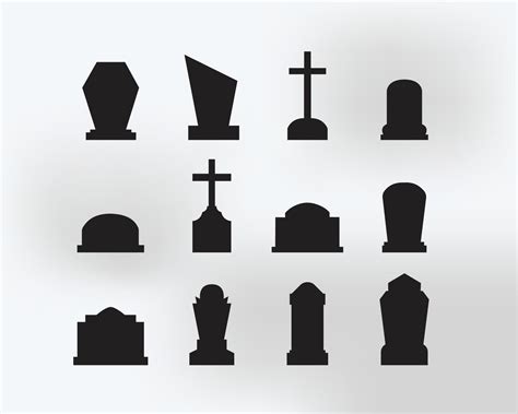 Vector Set Of Grave Tombstones Silhouette 19484217 Vector Art At Vecteezy