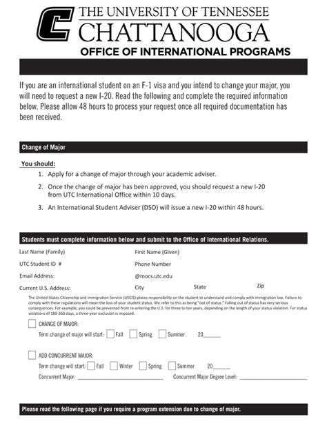 Fillable Online Utc If You Are An International Student On An F 1 Visa