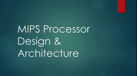 Mips Processor Design And Architecture Intro Youtube