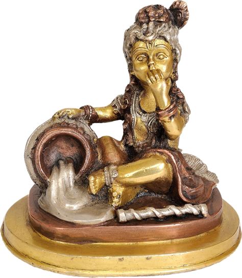 Baby Krishna The Butter Thief Brass Statue Amazon Ca Home