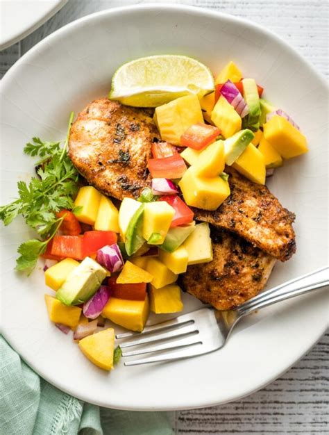 Jerk Chicken With Mango Avocado Salsa Nourish And Fete