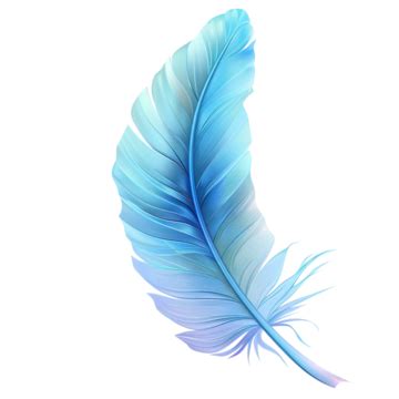 Single Blue Feather Isolated On Transparent Background Feather Shape