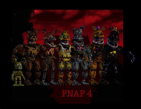 Fnaf 4 all animatronics by Francisco-ArtAguila on DeviantArt