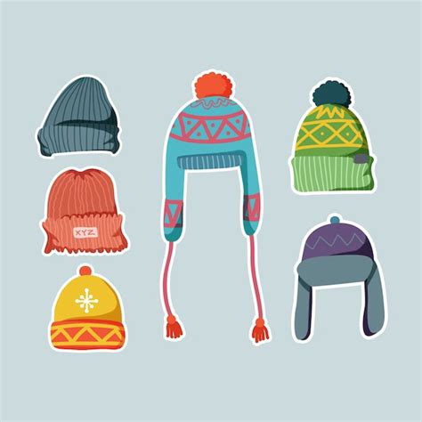 Premium Vector Winter Hats Knitted Doodle Collection