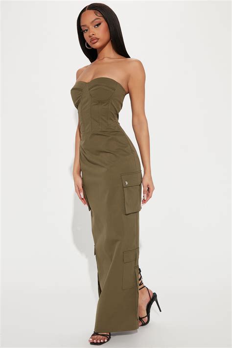 Precious Cargo Maxi Dress Olive Fashion Nova