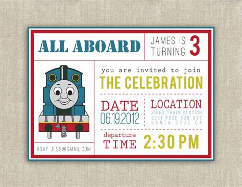 Thomas The Train Party Invitation Printable By Paperkitedesigns