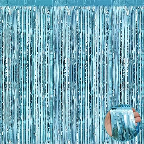 4 Pack Light Blue Foil Fringe Curtain Backdrop 3 2ft X 9