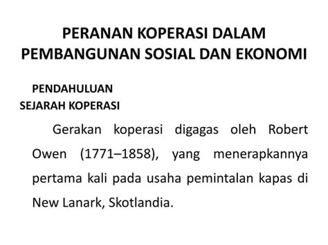 Peranan Koperasi Dalam Pembangunan Sosial Dan Ekonomi Ppt