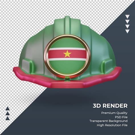 3d engenheiro bandeira suriname renderização vista frontal PSD Premium