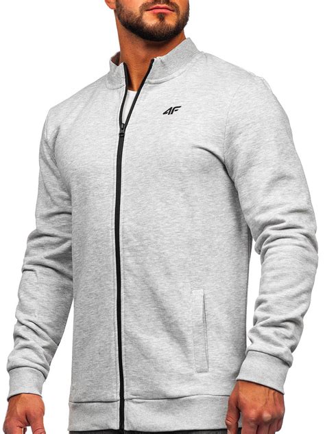 Herren Sweatshirt Mit Reißverschluss Sweatjacke 4f Hellgrau Blm351