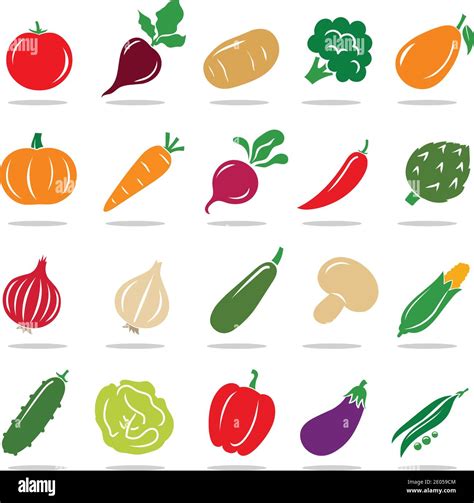 Vegetable Icon Collection Vector Stock Vector Image And Art Alamy