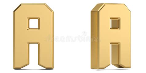 Letter A From Gold Solid Alphabet Isolated On White Background 3D