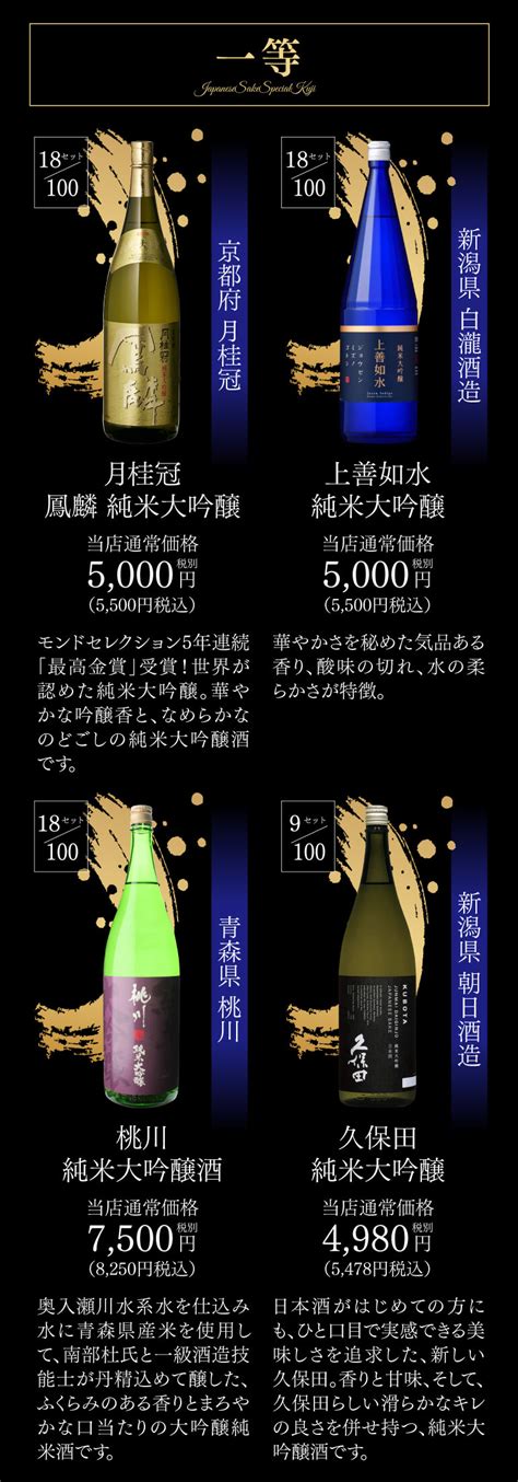 【楽天市場】日本酒p5倍日本酒くじ 1800ml×3本セット 送料無料 限定100セット十四代 久保田萬寿が当たる！純米大吟醸酒 大吟醸酒