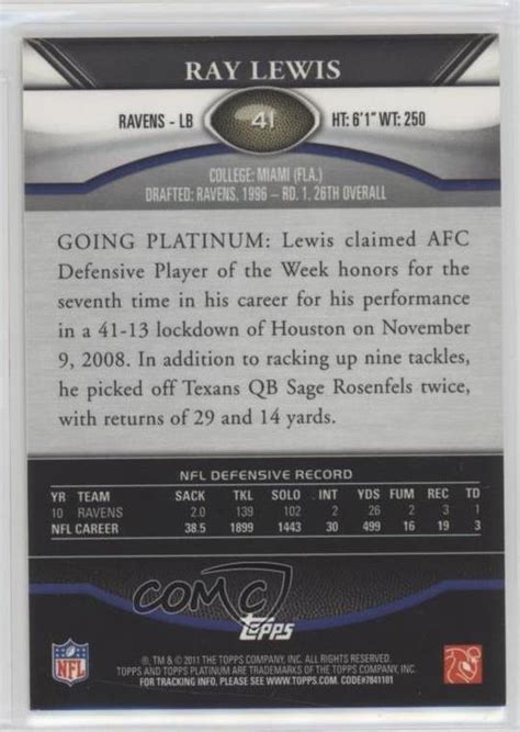 Topps Platinum Gold Refractor Ray Lewis For Sale Online Ebay