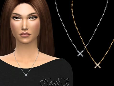 The Sims Resource NataliS X Shaped Pendant Necklace