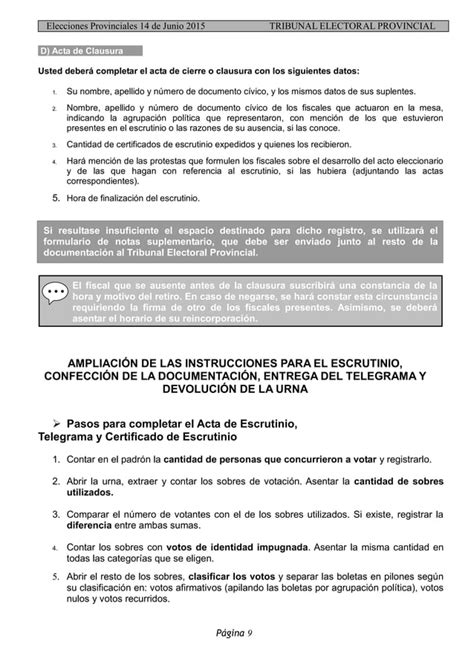 Rio Negro Instructivo Para Presidentes De Mesa Elecciones 14 06 2015 Pdf