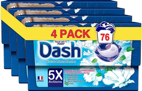 Dash Tout En 1 PODS Lessive En Capsules 4x19 Lavages Air Frais Et