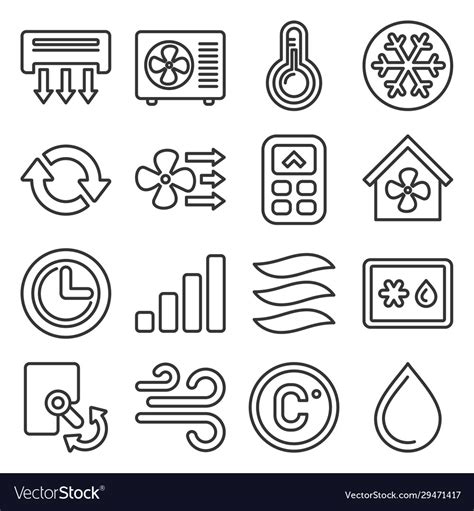 Air Conditioner Icons Set On White Background Vector Image