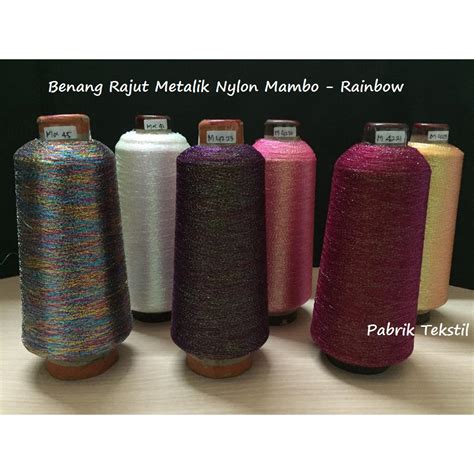 Jual Benang Rajut Metalik Nylon Mambo Rainbow Benang Metalik Mx