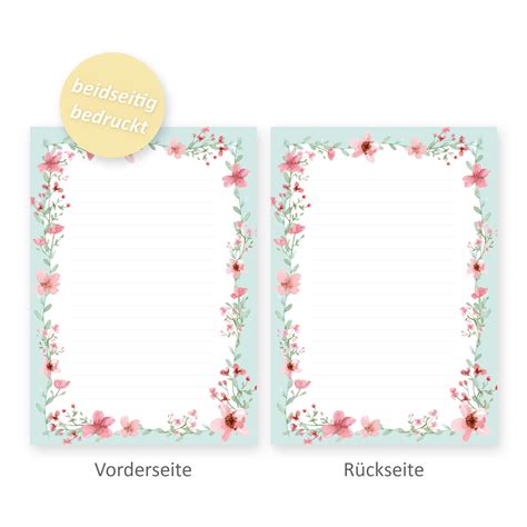 Briefpapier Set Rote Blueten Kreative Feder