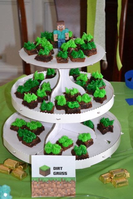 Dirt Grass Brownies Minecraft Party Food Ideas Minecraft Party Supplies