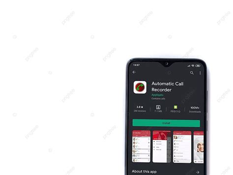 شاشة تعرض صفحة متجر Play لتطبيق مسجل المكالمات التلقائي صورة الخلفية