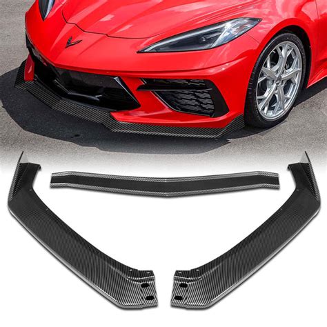 For 2020 2023 Chevy Corvette C8 5vm Style 3 Pcs Carbon Look Front Bump