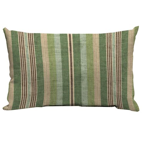 Shop Allen Roth Green Stripe Rectangular Lumbar Outdoor Decorative