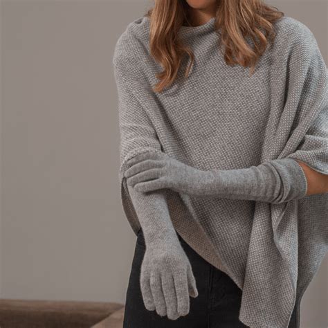 Long Grey Cashmere Gloves Uk