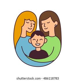 Cute Cartoon Lesbian Couple Son Isolated Stock Vector Royalty Free 486118783 Shutterstock