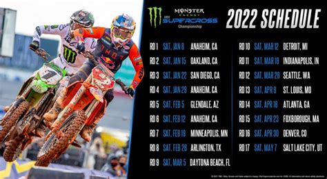 2022 Monster Energy AMA Supercross Schedule Released - Motor Sports ...