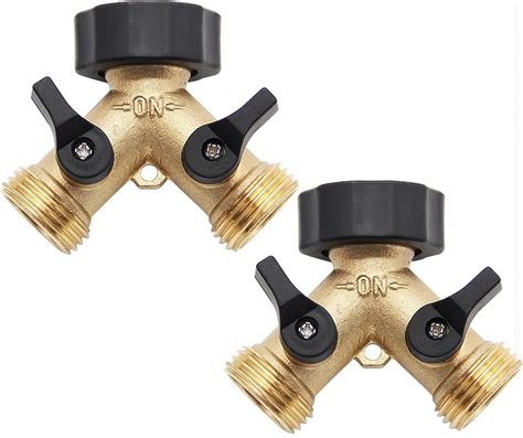 Lefree Yard Garden Hose Splitter 2 Way Heavy Duty Brass Hose Connector 3 4 2 Pack