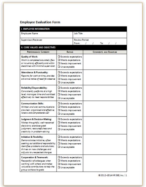 Job Evaluation Form Sample Pdf Template