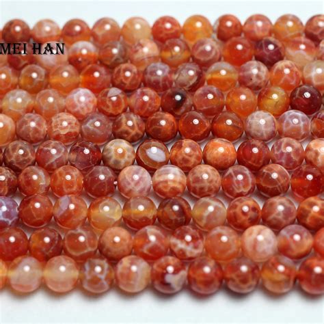 Meihan Wholesale 1 Strand Set Natural 8mm Fire Agate Smooth Loose Beads