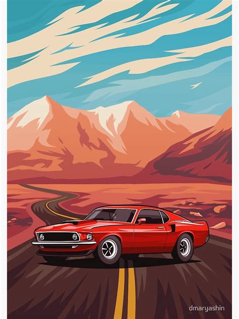 Ford Mustang Boss 429 Illustration Art Print For Sale By Dmaryashin Redbubble